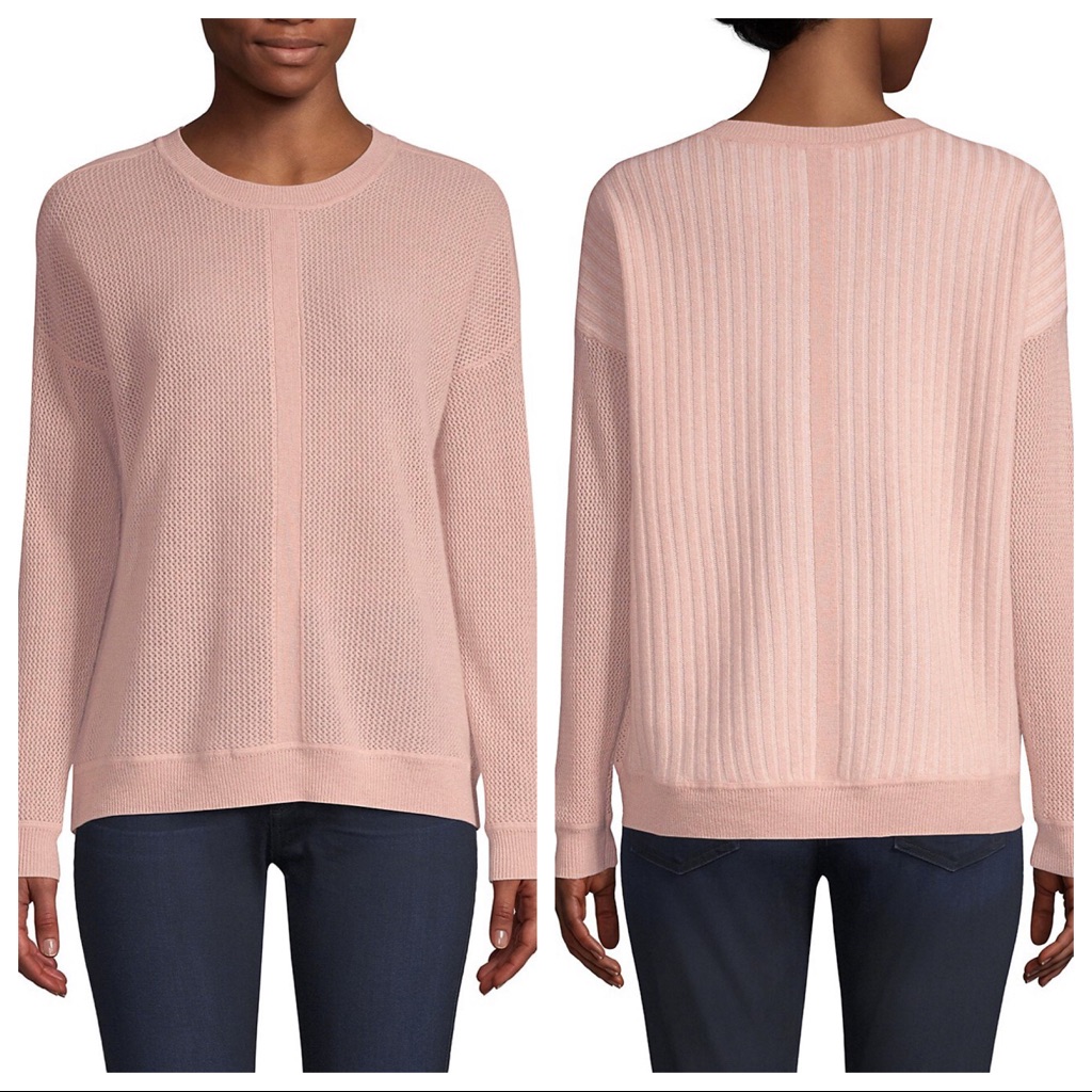 Raffi Cashmere Cable Knit Sweater Blush Pink Xs